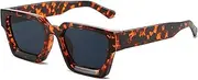 [GNOLONG] Retro Square Sunglasses for Men Women Rectangle Chunky Thick Frame Black Shades Sun Glasses UV400 Protection