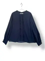 The White Company ruffle blouse size 18 Goergette Blouse Navy Blue