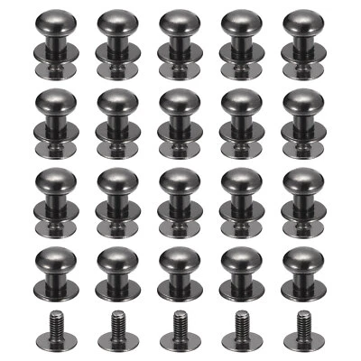 8mm Ball Head Stud Rivets Screw Back, 50Pack Round Head Button, Metallic Black