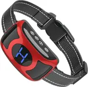 Anti Barking Rechargeable Dog Bark Collar with Safe Beep/Vibration/Shock 3 Modes for Small Medium Large Dogs-Waterproof Red