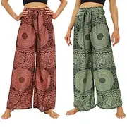 Women's Wide Leg Pants Trousers Casual Boho Full Length High Waist Print Pocket Elastic Drawstring Design Breathability Soft Micro-elastic Vacation Street Dail