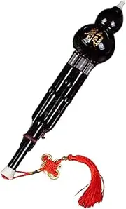 Gourd Hlute Wind Instrument with Chinese Knot Woodwind Chinese Hulusi Flute Black B Key