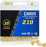 Gold Bike Chain 10 Speed, 1/2" x 11/128" 116 Links for Road Bike Mountain Bike,