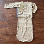 NWT Goumi Kids Sandstone Gown SZ 3-6 mo Snap Bamboo Tan Baby Sleeper Jamms