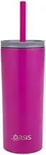 Oasis 'Super Sipper' Stainless Steel Double Wall Insulated Tumbler W/Silicone Head Straw 600Ml - Fuchsia