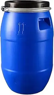 AUPRES Food Grade Plastic Water Storage,Blue Open Top Storage Barrel Drum Keg with Lid and Latch Ring for Transporting/Shipping