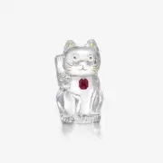 NEW Baccarat Maneki Neko Lucky Beckoning Fortune Cat Red Octagon Crystal Japan