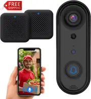Wireless 1080P Video Doorbell, 2.4Ghz Wifi Home Doorbell Camera with Indoor Chim