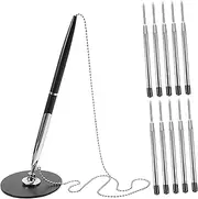OFFSCH 1 Set Counter Signature Pen Notebook with Pen Holder Stylus Wire Multi Color Pen Desk Pen Organizer Drawer Organiser Delicate Business Pen The Chain Guest Book Pen Zinc Alloy Black
