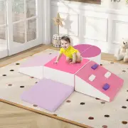 Costway6 Piece Foam Climbing Blocks with Hook and Loop Fasteners-Pink