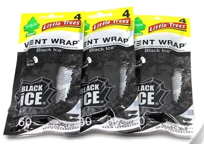 3 Little Trees Vent Wrap Air Freshener 4-Packs Car Air Freshener (Black Ice)
