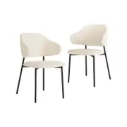 Oikiture 2PC Dining Chair Sherpa White&Black