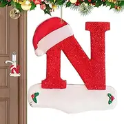 Alphabet Christmas Pendant | Letter Christmas Tree Pendant | Creative Red Hat Alphabet Letter Pendant, Red Hat Alphabet Letter Pendant for Wall Window Front Door