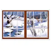 Winter Window Christmas Holiday Party Backdrop InstaView Wall Decoration