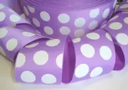 5 YARD SALE - 2 1/4 ORCHID WHITE PRINCESS CLASSIC JUMBO DOTS GROSGRAIN RIBBON