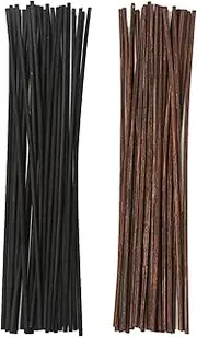 nongcunren 25pcs Black and 25pcs Brown Rattan Reed Diffuser Sticks Replacement Rattan Reed Diffuser Refill Sticks (Black+Brown)
