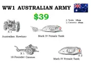 ANZAC AIF WW1 Australian 1915 STATUE Tanks Cannons Ornament Australia Somme