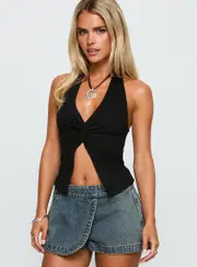 No Hard Feelings Twist Top Black