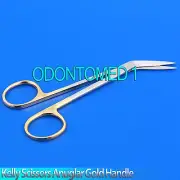 Kelly Scissors Anuglar 6.5" Surgical Dental Instrument (Gold Handle)