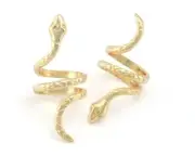 Snake Ring Wrap Animal Adjustable Shiny Gold Plated brass 6.5US -8US 4003