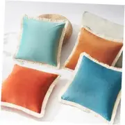 Decorative Throw Pillow Covers, Set of 18" x 18" (Pack of 4) Orange/Teal Blue