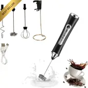Rechargeable Handheld Milk Frother 3-Head Electric Foam Maker Waterproof Stainle