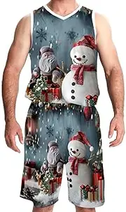 [KQNZT] Basketball Jersey and Shorts, Basketball Jersey for Women, Men's Lightweight Rec Tanks, Christmas Snowman Night Moon
