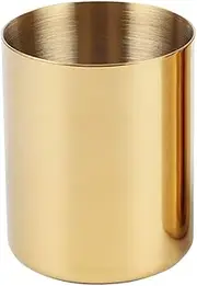 Pencil Cup Holder Desk Organizer, Gold Pen Pot Pen Holder Container Desktop Stationery Organizer Table Vases Flower Pot Makeup Brush Holder,Stainless Steel Gold