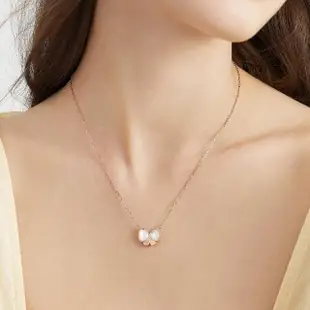 【點睛品】全18K Daily Luxe 優雅蝴蝶結 珍珠貝母18K玫瑰金項鍊