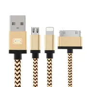 3 in 1 Durable 1.2M iPhone Android Micro Usb Cable High Speed Charging Data Cable