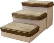 Dog Ramps Steps Gentle Slope Three Step Stable and Non Slip Bottom Spacious Storage Cats Sofa Bed Ladder Extra Wide Pet Steps, Cyan Color