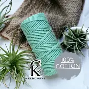 5MM 3ply macrame cord SPEARMINT 3 Strand Twist Cotton Rope Yarn Supply Australia