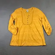 st john's bay tunic top womens L mustard yellow peasant new