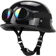Novelty Half Shell Helmet German Style Motorcycle Helmet DOT/ECE Approved Thin Skull Cap Half Helmet for Adult Men Women Retro Half Face Helmet for Cruiser Scooter Chopper