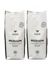 2 x LAZZIO Coffee Beans Medium Roast 1KG - Coffee Espresso Beans