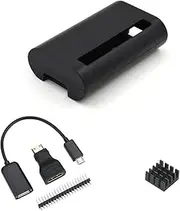 Raspberry Pi Zero Case with Heat Sink and 3 in 1 Adapter Kit Compatible with Raspberry Pi Zero W (Black)