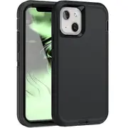 For Apple iPhone 13 Mini Case Drop Resistant Defender Tradies Heavy Duty Rugged Shockproof Tough Cover (Black)