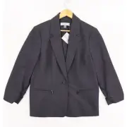 NEW NWT Women's Kasper Blazer Jacket Size 12 Dark Gray Business Career