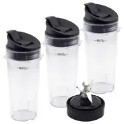 3 Pack 16 oz Cup with Lid + Extractor Blade for Nutri Ninja BL770 BL772 BL773CO