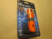 7-in-1 Emergency Whistle - Compass, Thermometer, Signal Mirror, LED Flashlight