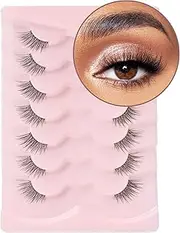 Onlyall Half Lashes False Eyelashes Natural Look Wispy Lash Natural Half Eyelash Clear Band Lashes Pack 3D Faux Mink Lashes 7 Pairs C02