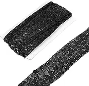 uxcell 3.5cm x 6m Sequins Trim Flat Sequin Paillette Ribbon Strip Braid for Crafts, Embellishments, DIY Sewing Costume Black