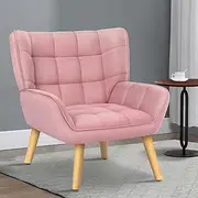 ALFORDSON Velvet Armchair Accent Chair Venus Series with Solid Wooden Legs, Nursing Chair Lounge Sofa for Reading Bedroom Living Dressing Room, Max 180kg, Pink