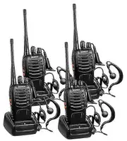 Long Range Rechargeable Two-way Radios 2-4 Pack - UHF 400-470MHz Walkie Talkies with Earpiece, Li-ion Battery, and Charger Included packof4