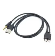 Micro USB 3.0 to 3.5mm AUX Audio Adapter Cable With USB Power Supply For Sams...