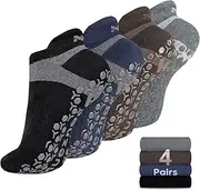 [Muezna] Men's Non Slip Yoga Socks, Anti-Skid Pilates, Barre, Bikram Fitness Hospital Slipper Socks with Grips, Size 5-13