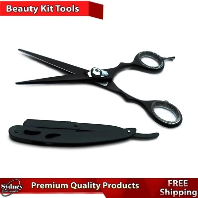 Barber Saloon Shear Hairdressing Haircutting Scissor & Straight Cut Throat Razor