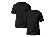 2 Men's Plain Black Crew Neck T-Shirt Pack