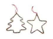 2x Christmas Tree Ornament Glitter Rainbow Star Xmas Hanging Décor