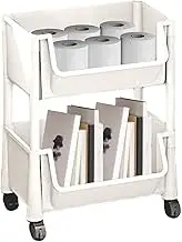 Générique Rolling Cart Organizer, Multi-Tier Book Cart with Smooth Wheels, Portable Storage Toys, Stationery, Snacks Large Capacity Space Saving Design, for Study Room, Classroom, Home